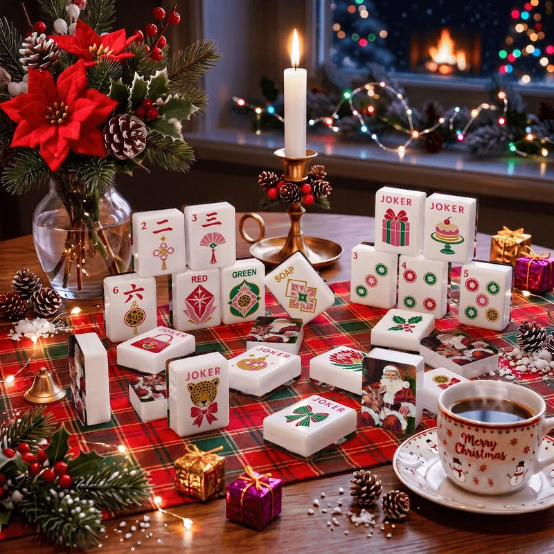 Santa Stories Glam Holiday Christmas Mahjong Tiles