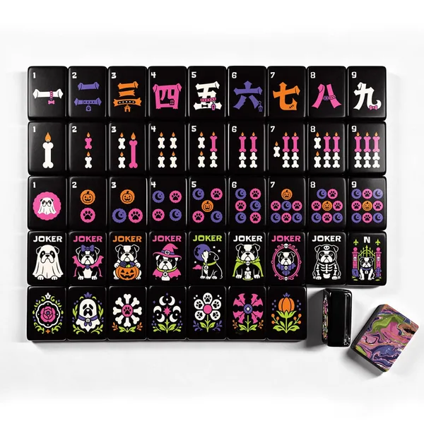 Psycho-doggic Wicked Bulldog Halloween Mahjong Tiles