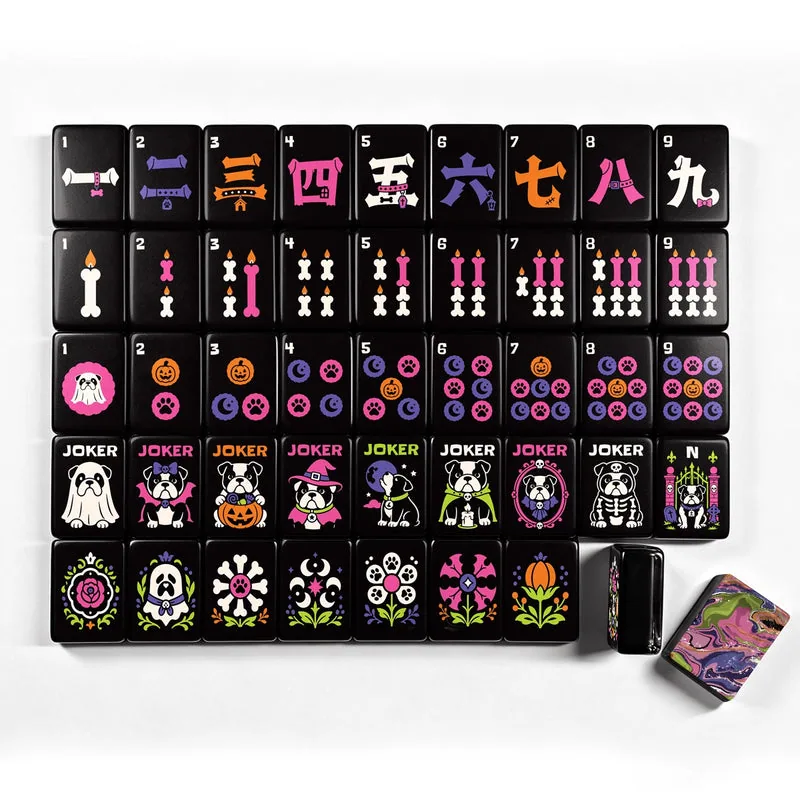 Psycho-doggic Wicked Bulldog Halloween Mahjong Tiles