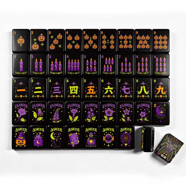 Folksie Spider Pumpkin Hex Halloween Mahjong Tiles