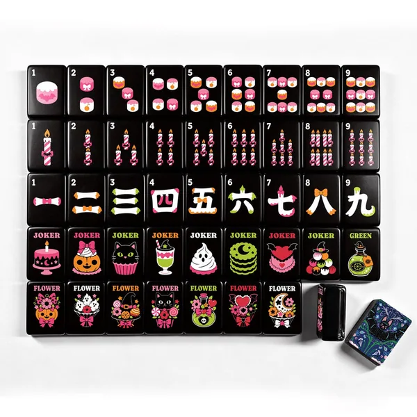 Batty folk art Gothic Dessert Halloween Mahjong Tiles multi layer