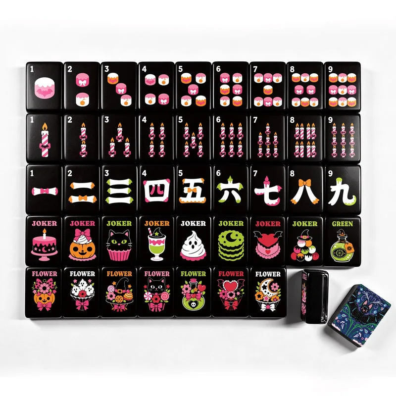 Batty folk art Gothic Dessert Halloween Mahjong Tiles multi layer