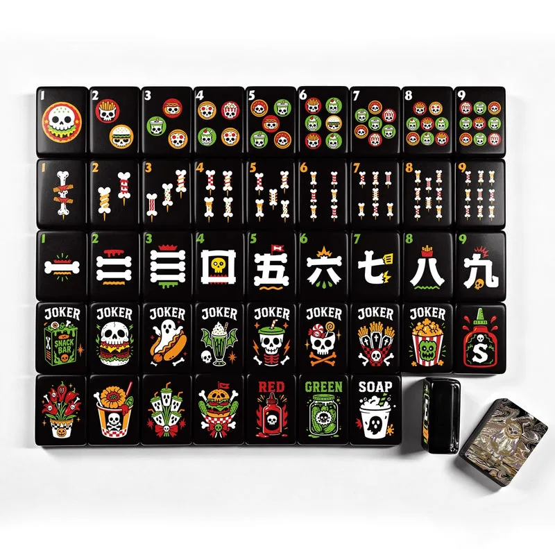 Woodsy Owl Skull Diner Halloween Mahjong Tiles multi layer