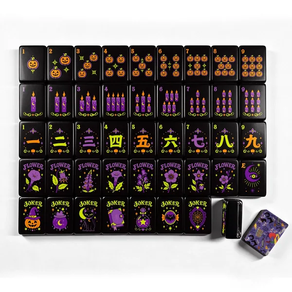 Sistas in purple- with Pumpkin Hex Halloween Mahjong Tiles multi layer