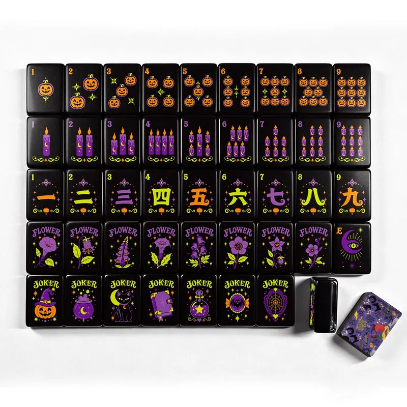 Sistas in purple- with Pumpkin Hex Halloween Mahjong Tiles multi layer