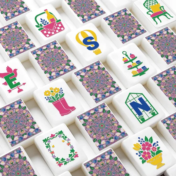 Lilac Mahjong Tiles Set (Floral Garden Style) (Single Layer)