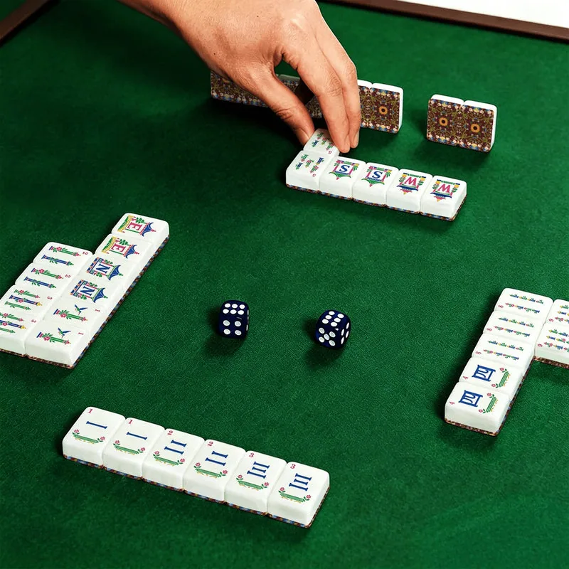 American Mahjong Tiles (Traditional Porcelain Style) Burgundy Sunflower