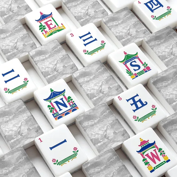 American Mahjong Tiles (Traditional Porcelain Style) Geode Series 1 white marble