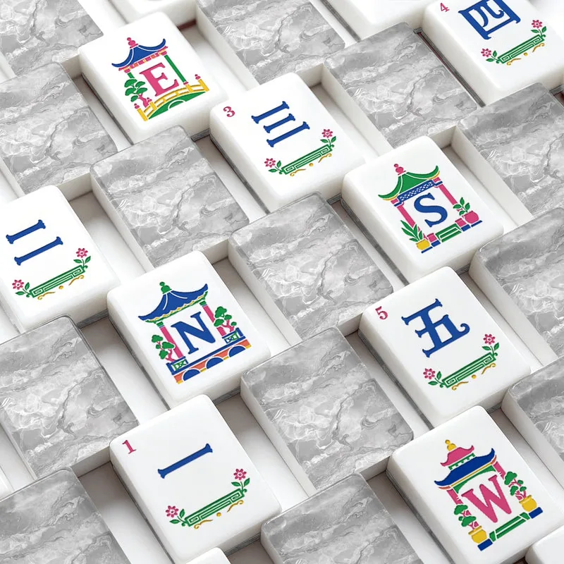 American Mahjong Tiles (Traditional Porcelain Style) Geode Series 1 white marble