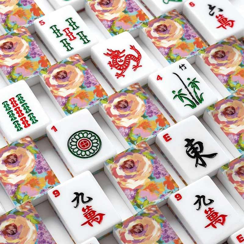 Painted Florals American Mahjong Tiles