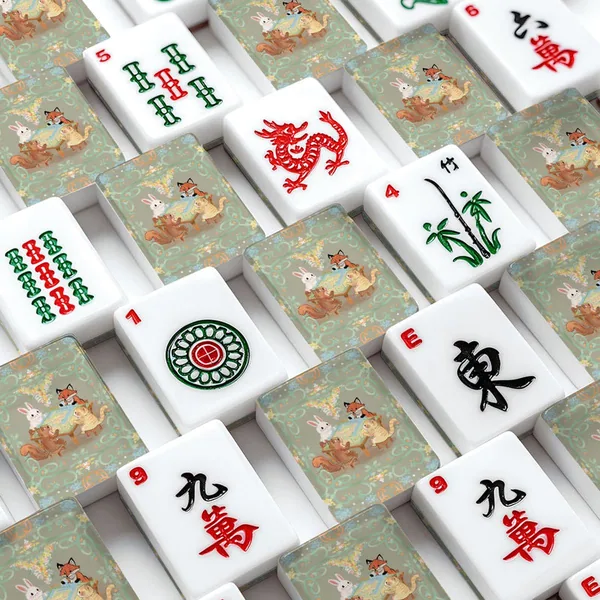 Pretty, pretty players on Sage green American Mahjong Tiles