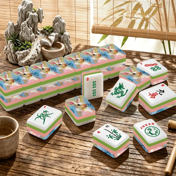 4 layer American Mahjong Tiles Set Painted Bunny