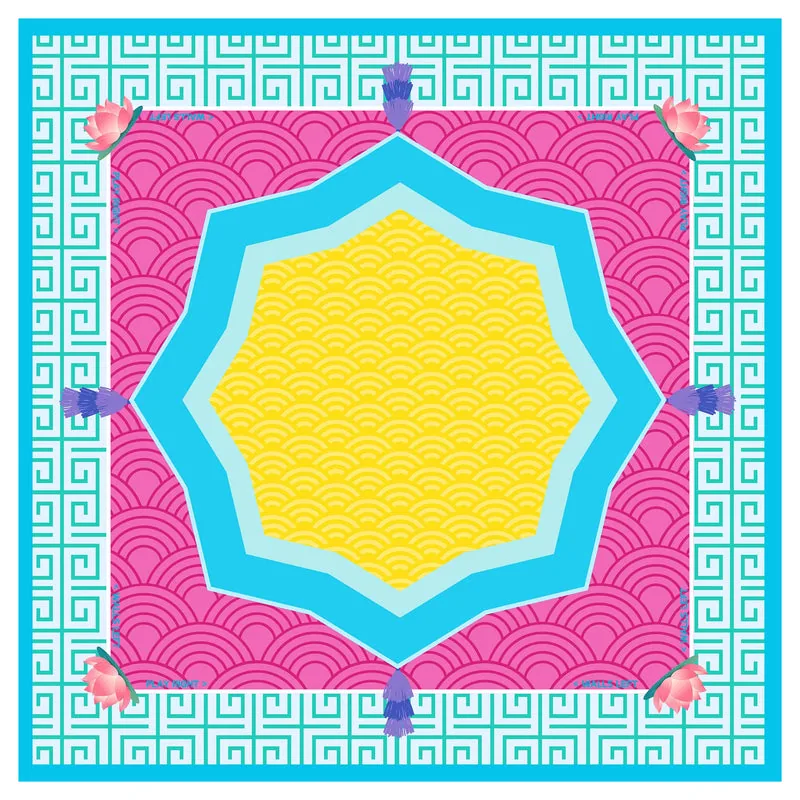 Vibrant Lotus Wave Mahjong Mat