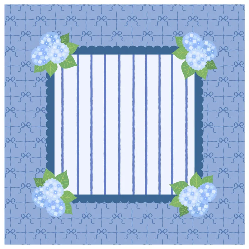 Hydrangea Bows Scalloped Stripe Mahjong Mat
