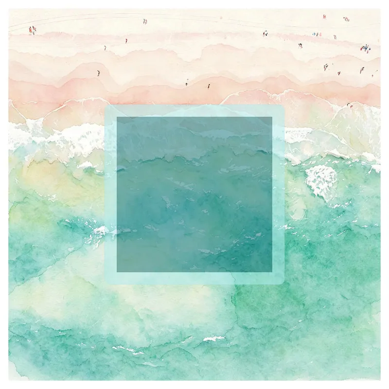 Watercolor Ocean Beach Resort Mahjong Mat