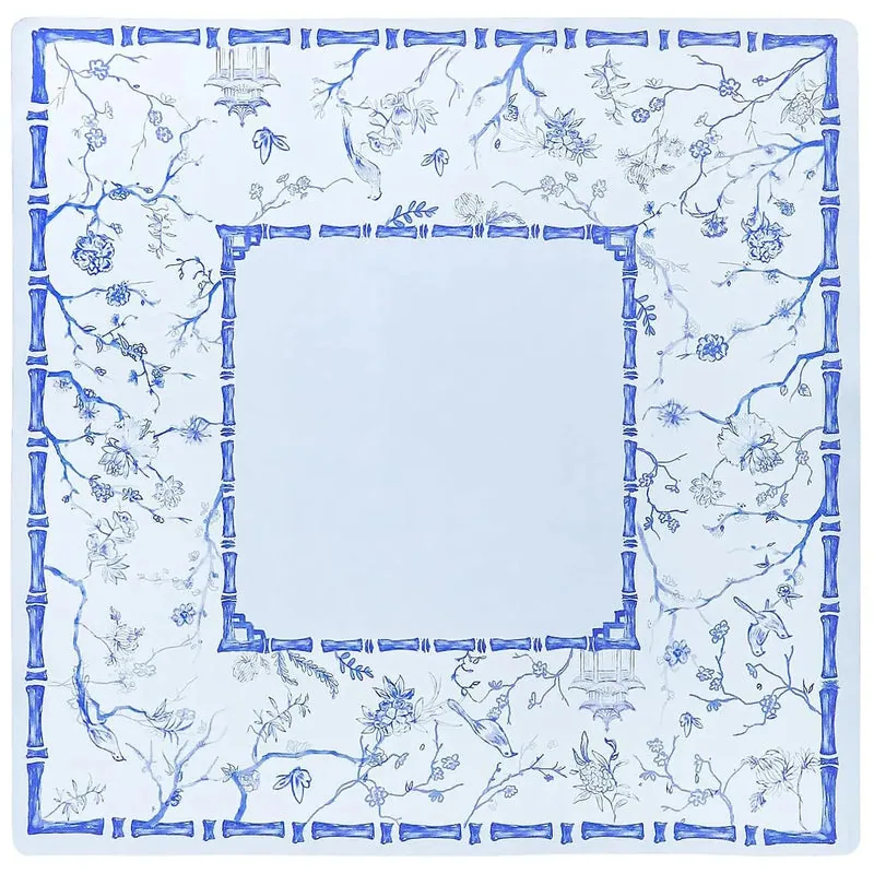 Blue White Chinoiserie Bamboo Mahjong Mat