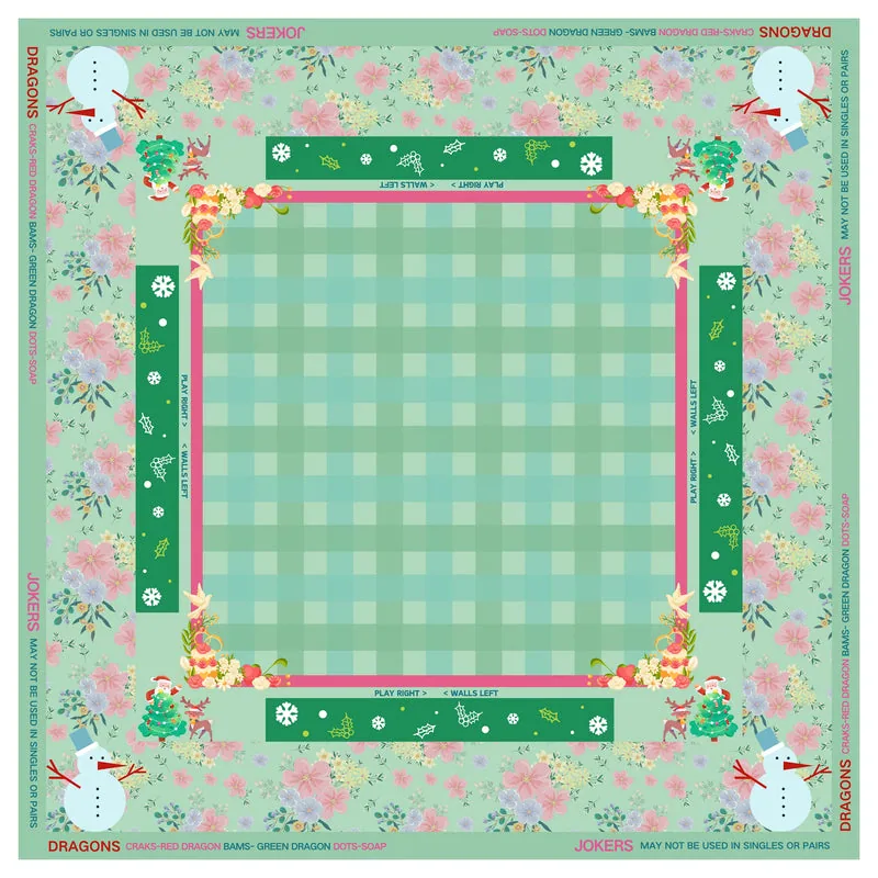 Vintage Christmas Mint Green Mahjong Mat
