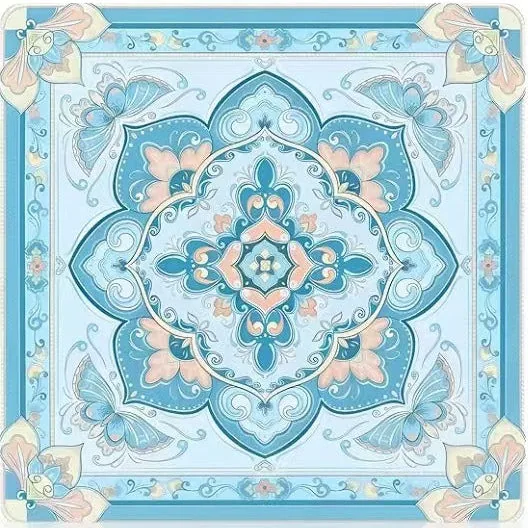 Blue Baroque Medallion Butterfly Mahjong Mat