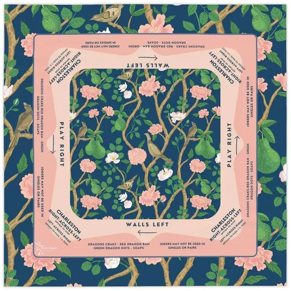 Classic Chintz Floral Bird Guide Mahjong Mat