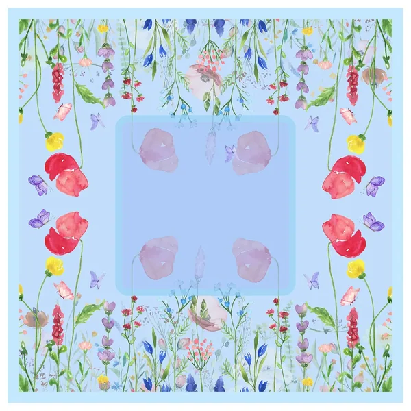 Watercolor Wildflower Meadow Mahjong Mat