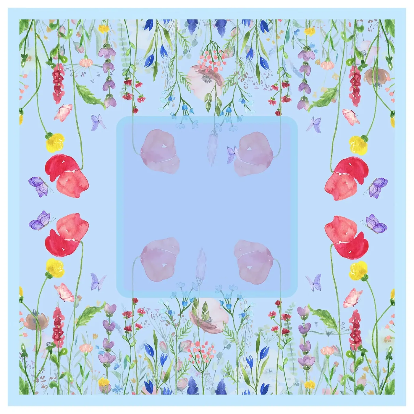 Watercolor Wildflower Meadow Mahjong Mat