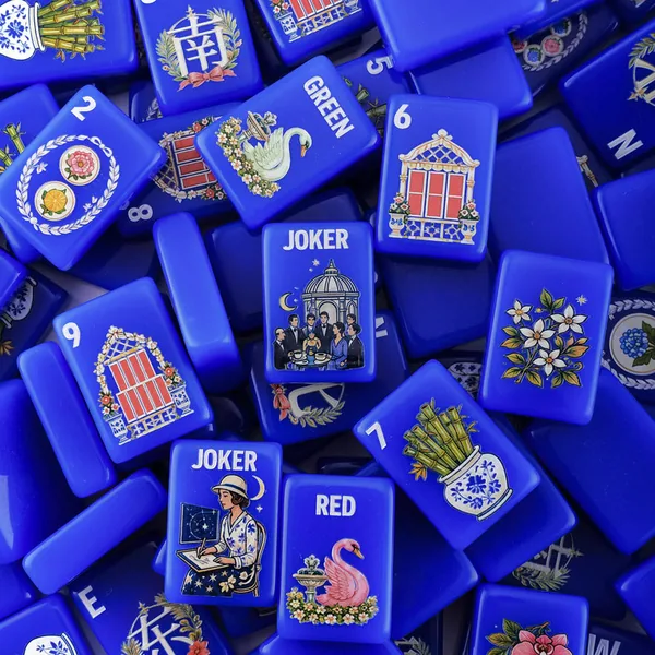 Garden Soirée Cobalt Blue Mahjong Set