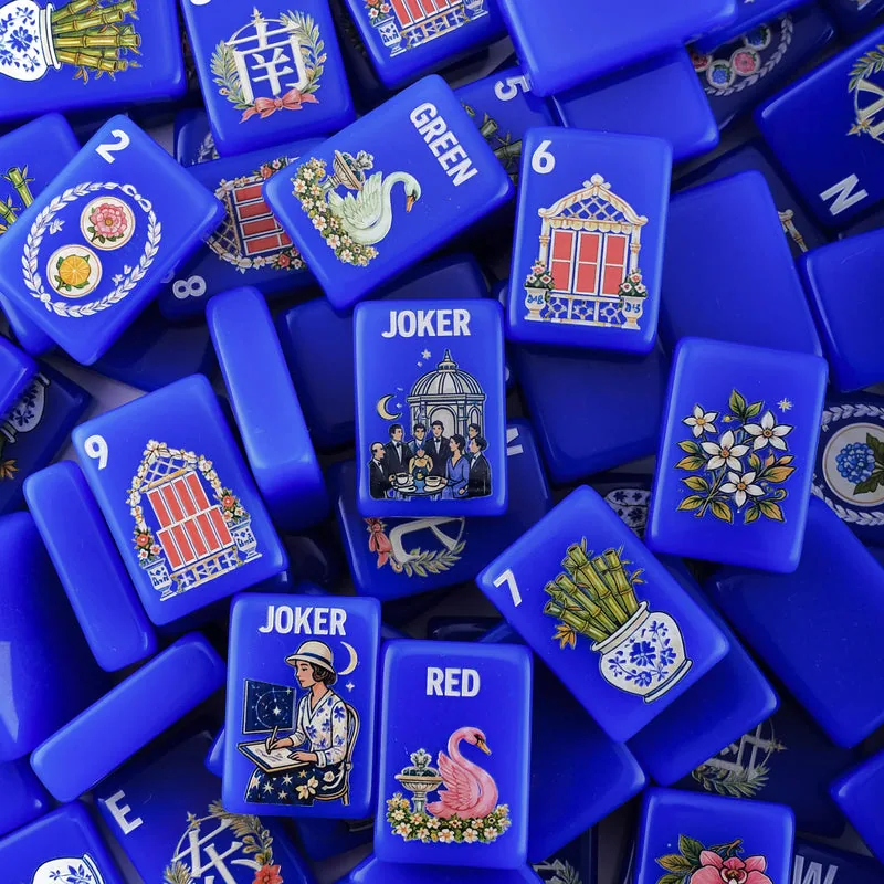 Garden Soirée Cobalt Blue Mahjong Set
