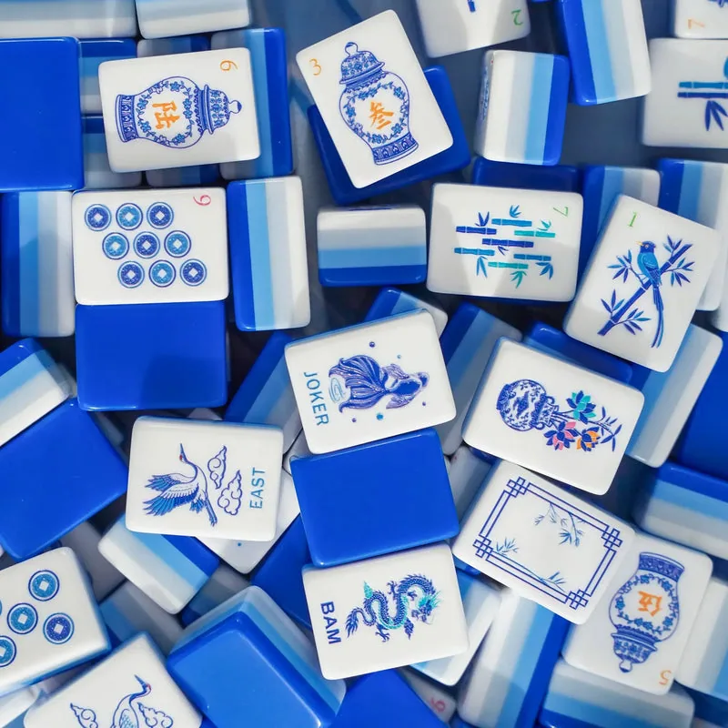 Blue Chinoiserie Mahjong Set