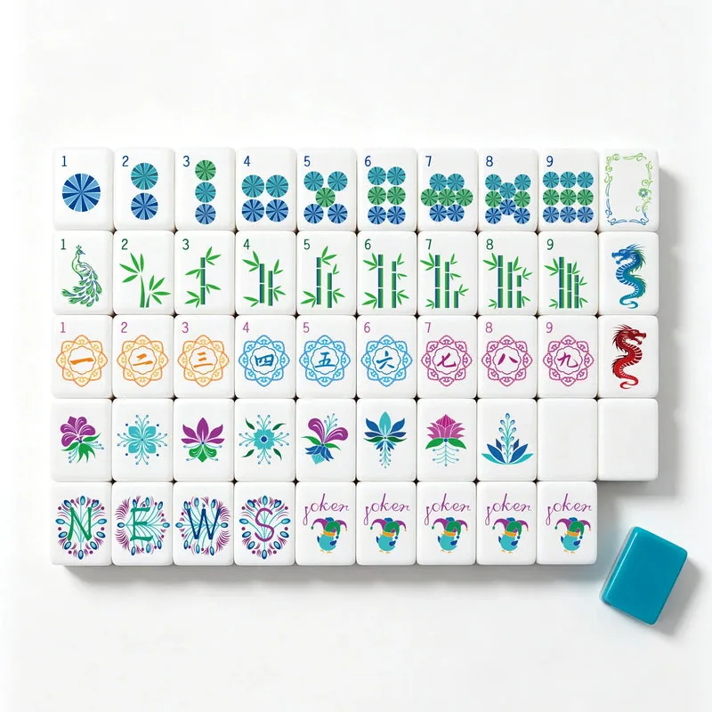 Peacock Teal Imperial Botanical Mahjong Set
