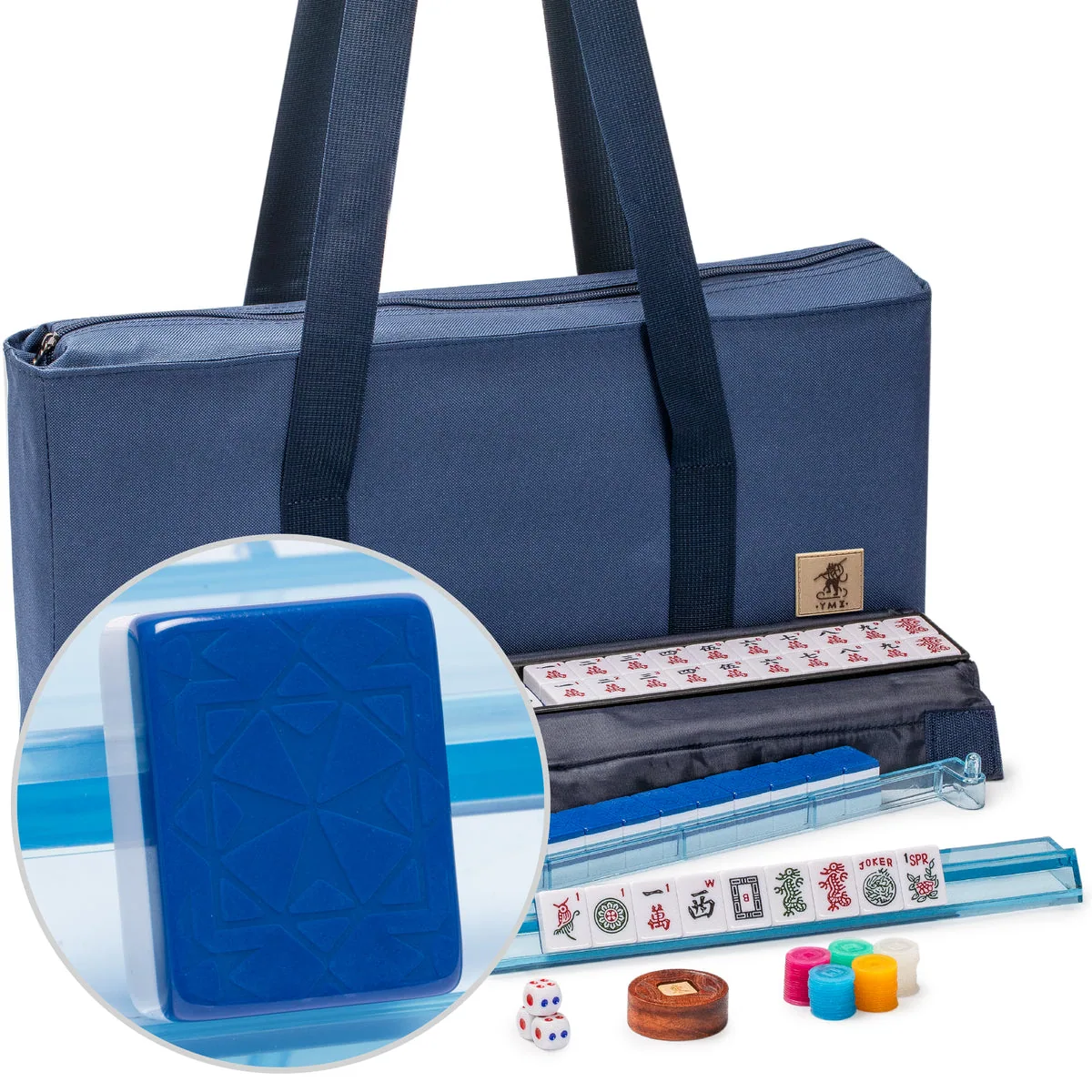 American Mahjong Game Set, "Santorini" with Blue Soft Case