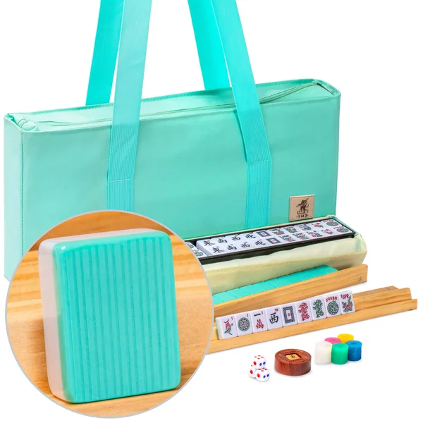 American Mahjong Set, "Seabreeze" with Green Soft Case