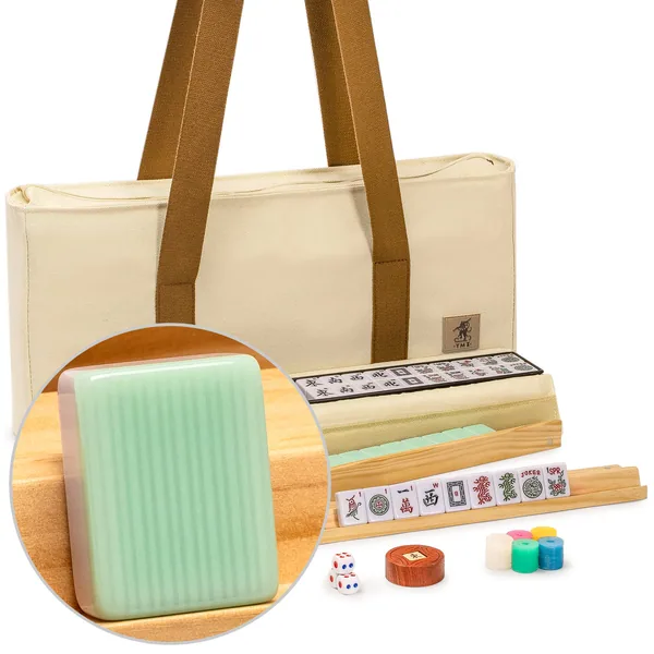 American Mahjong Set, "Jade Horizon" with Soft Beige Case