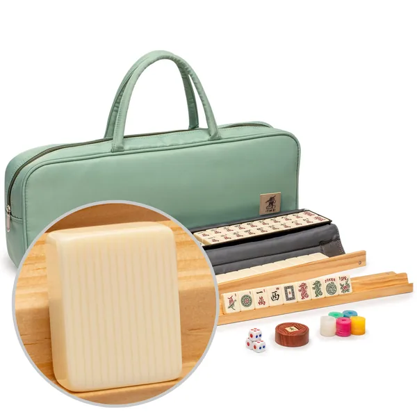 American Mahjong Set, "Ivory Ridge" with Mint Green Fabric Case