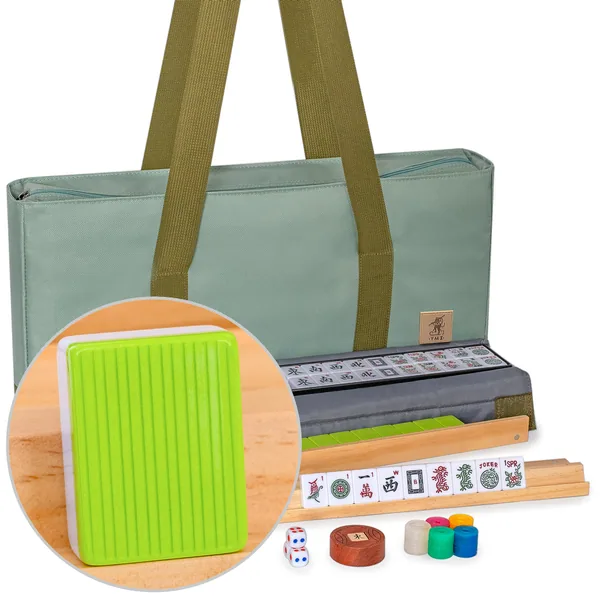 American Mahjong Set, "Verdant Spring" with Green Soft Case