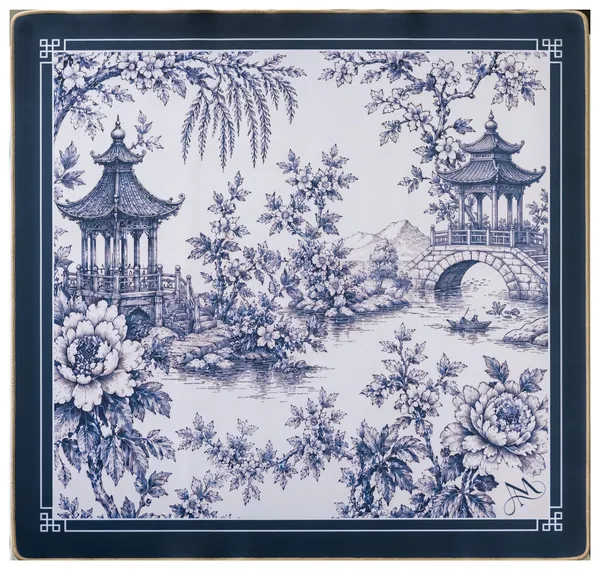 French Blue Chinoiserie Mahjong Mat