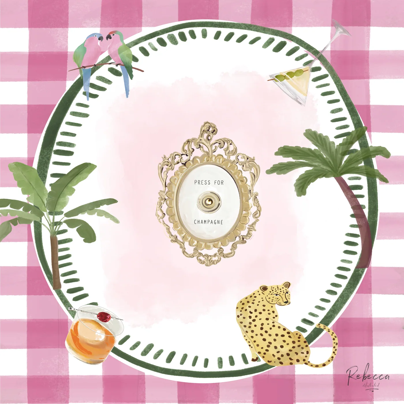PINK GINGHAM-MAHJONG MAT