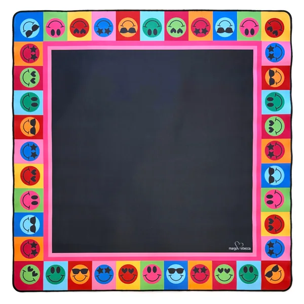 mahjong mat - black - smiley faces