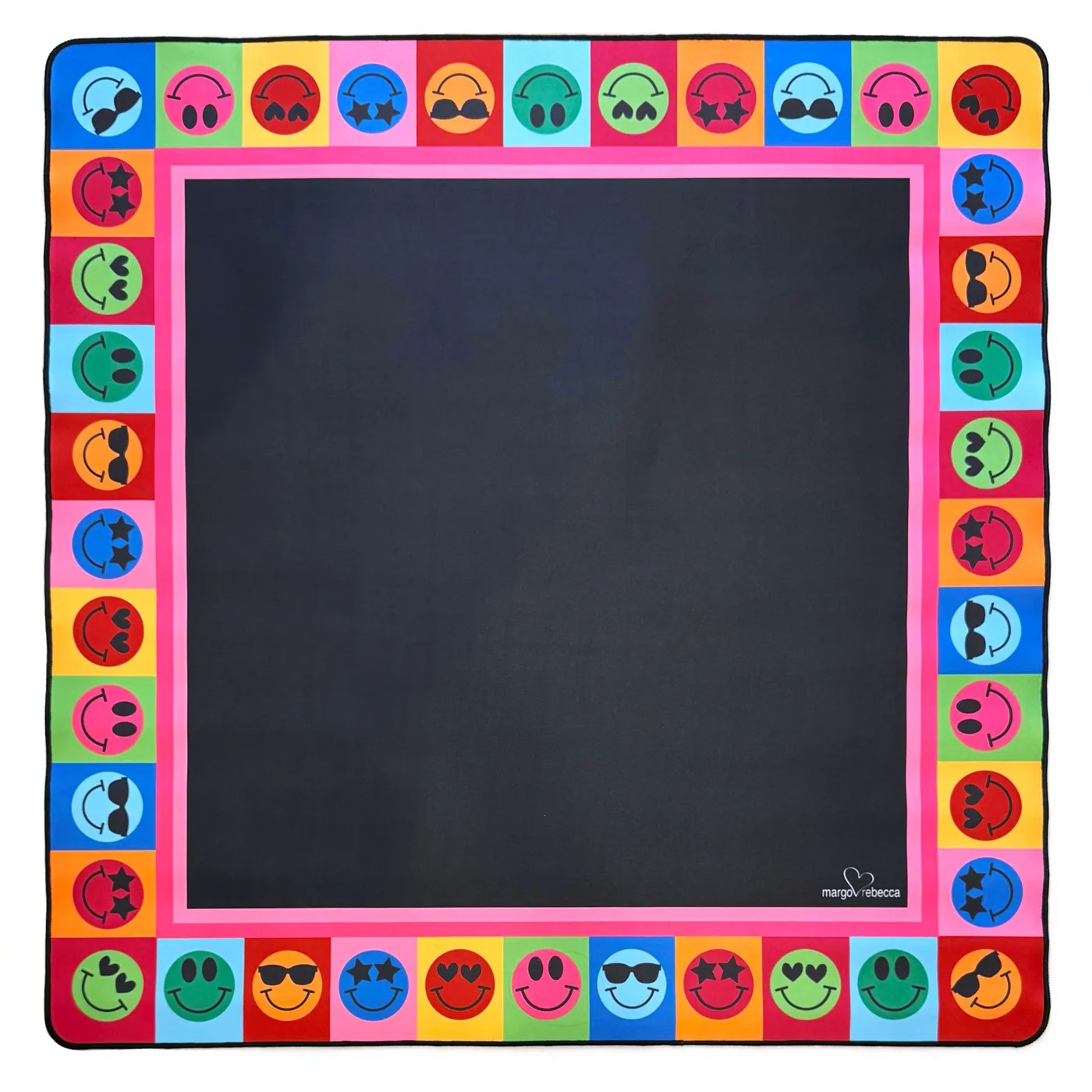 mahjong mat - black - smiley faces
