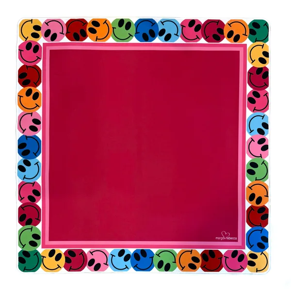 mahjong mat - dark pink - smiley faces