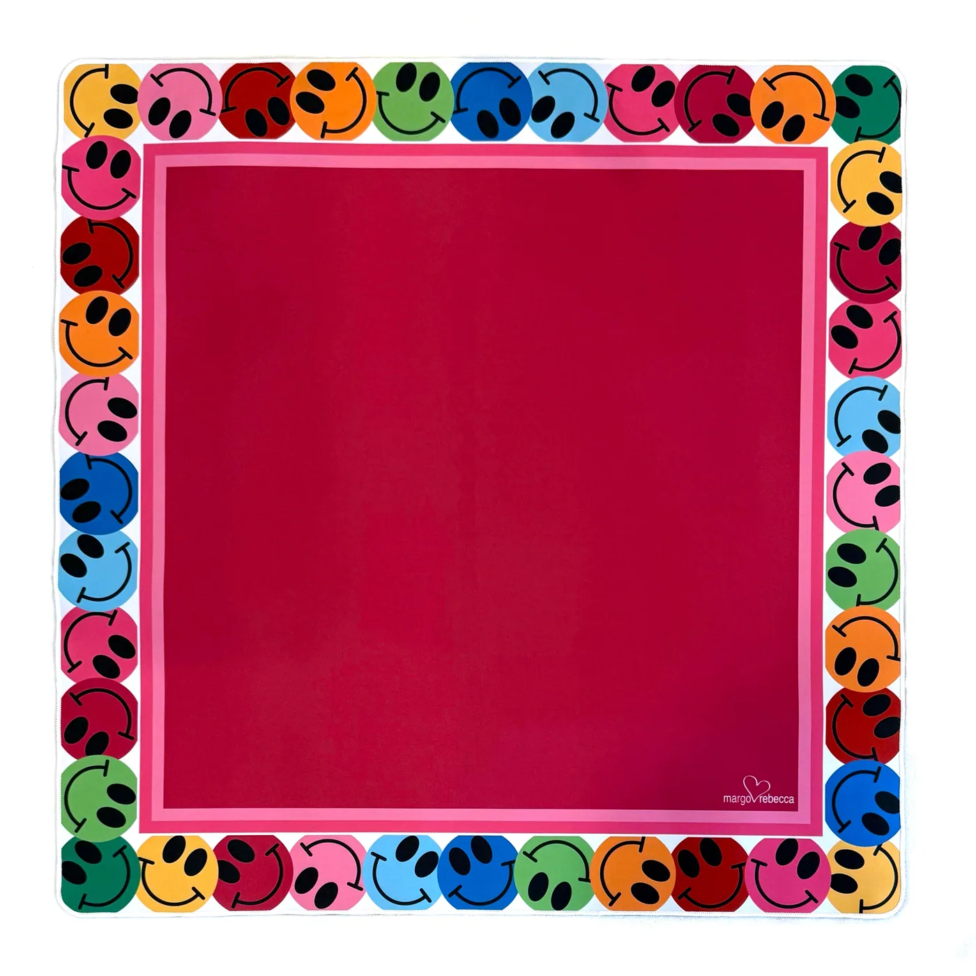 mahjong mat - dark pink - smiley faces