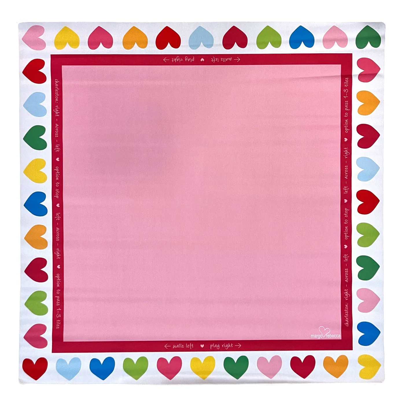 mahjong mat - light pink - hearts