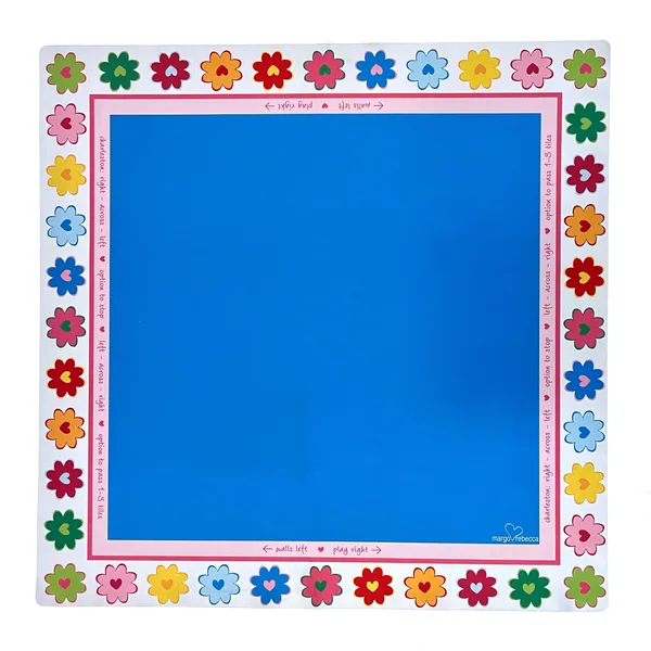 mahjong mat - electric blue flower