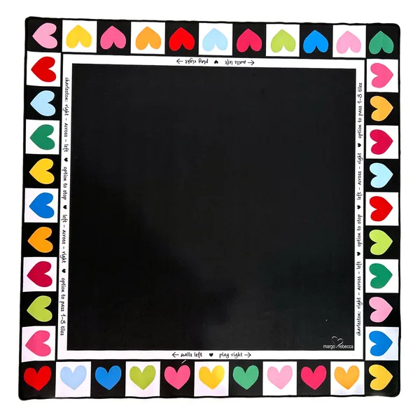 mahjong mat - black - hearts