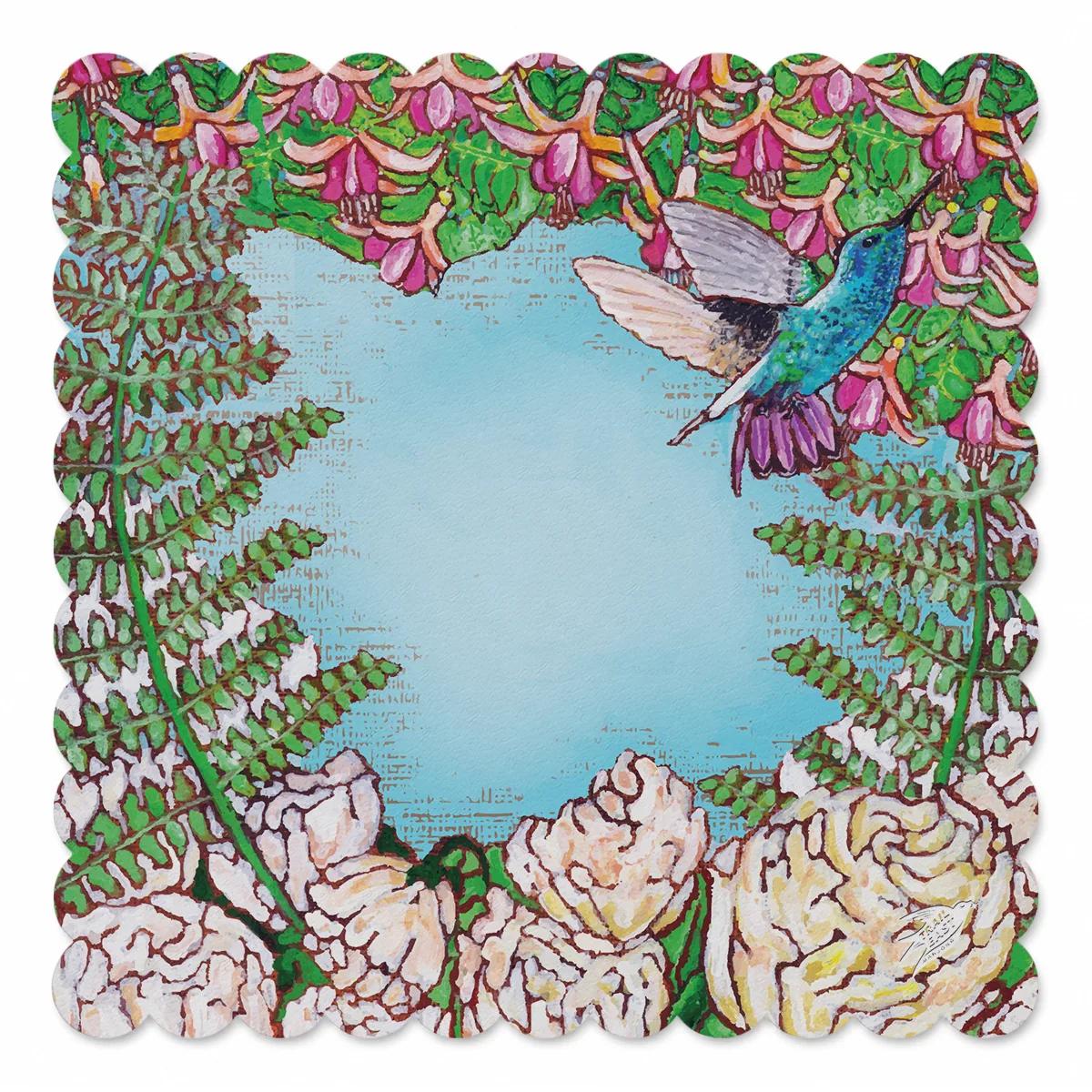 Hummingbird in Fuchsia | Scallop SI Signature™ faux leather