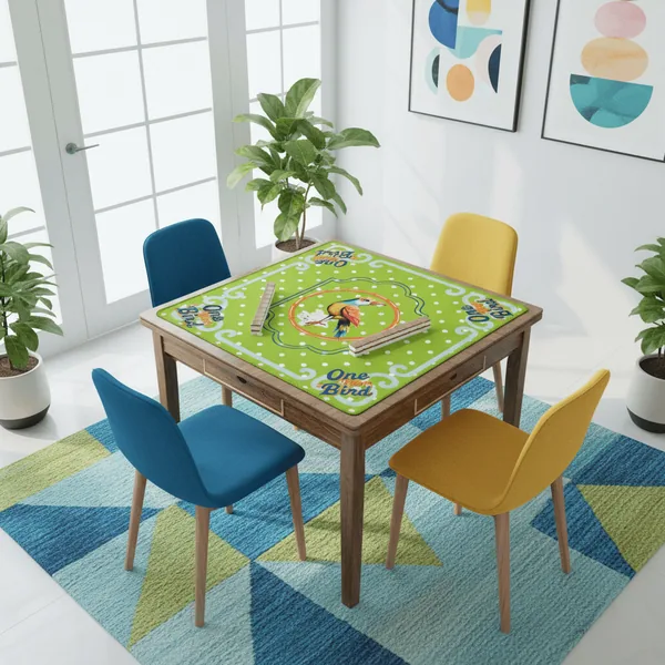 One Bam Bird Citrus Green Polka A Dot Preppy Whimsical Mahjong Mat