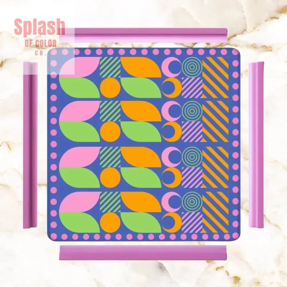 Palm Beach Style Modern Mahjong Mat, Preppy Pink Orange, Green Mahj Game Mat