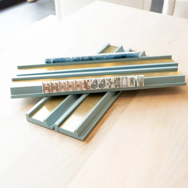 Waterside Mahjong Racks with Brass Plate (Set of 4)