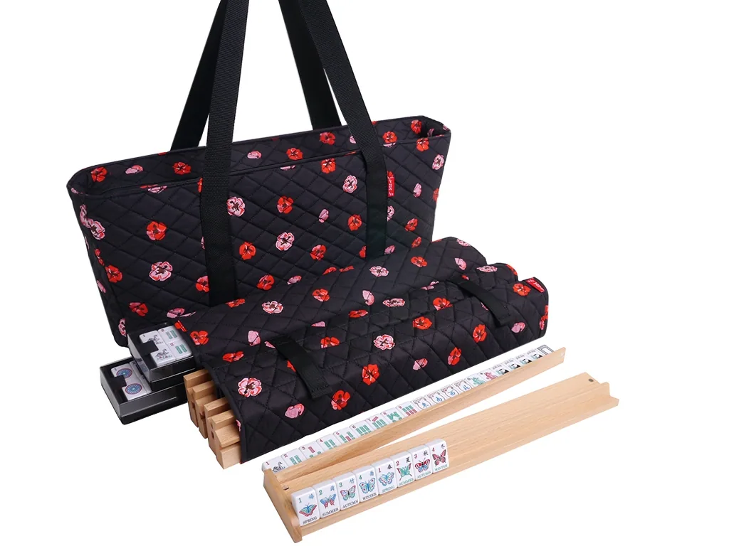 Artisan Collection Butterfly Series — Black Poppy Set (White Tiles, Beechwood Racks)
