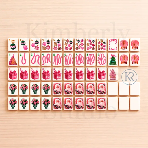 Pink Christmas Mahjong Set PRINTED