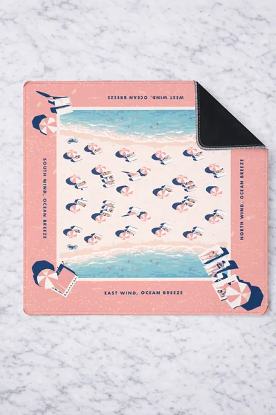 Mahjong Mat in Pink Umbrellas by The Beach 33"x33"